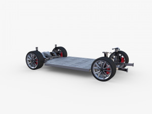 tesla model y rwd blue with chassis 3D 模型