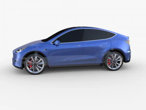 tesla model y rwd blue with chassis 3D Model