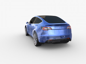 tesla model y rwd blue with chassis 3D 模型