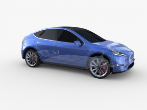 tesla model y rwd blue with chassis 3D 模型