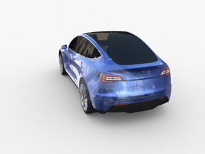 tesla model y rwd blue with chassis 3D 模型