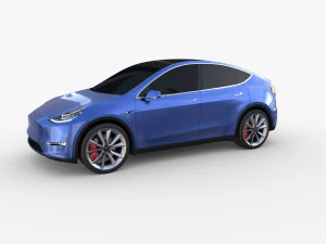 tesla model y rwd blue with chassis 3D Model