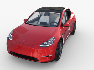 tesla model y red with interior 3D Model
