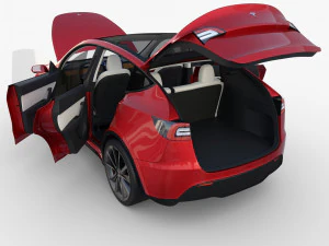 tesla model y red with interior 3D Model