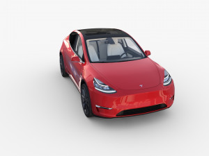 tesla model y red with interior 3D Model
