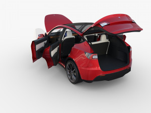 tesla model y red with interior 3D Model