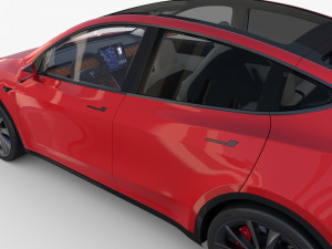 tesla model y red with interior 3D Model