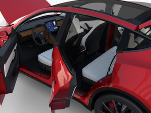 tesla model y red with interior 3D Model