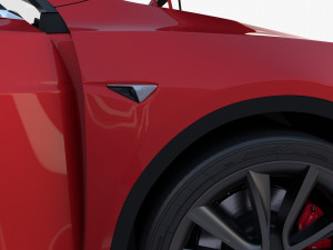 tesla model y red with interior 3D Model