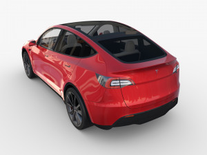 tesla model y red with interior 3D Model