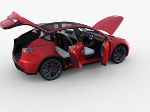 tesla model y red with interior 3D Model