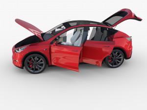 tesla model y red with interior 3D Model