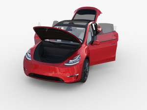 tesla model y red with interior 3D Model