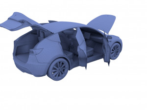 tesla model y red with interior 3D Model