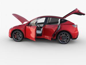 tesla model y red with interior 3D Model