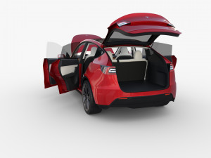 tesla model y red with interior 3D Model
