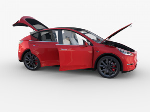 tesla model y red with interior 3D Model
