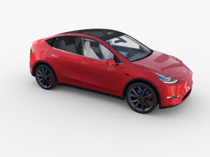 tesla model y red with interior 3D Model