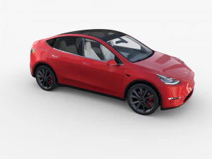 tesla model y red with interior 3D Model