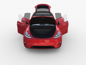 tesla model y red with interior 3D Model