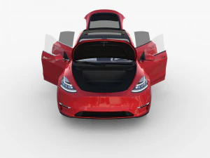 tesla model y red with interior 3D Model