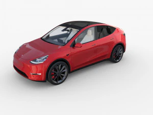 tesla model y red with interior 3D Model