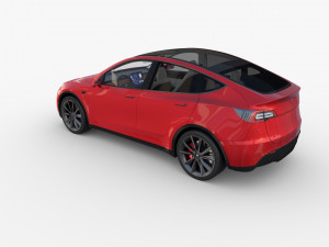 tesla model y red with interior 3D Model