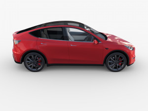 tesla model y red with interior 3D Model