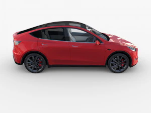 tesla model y red with interior 3D Model