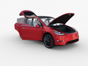 tesla model y red with interior 3D Model