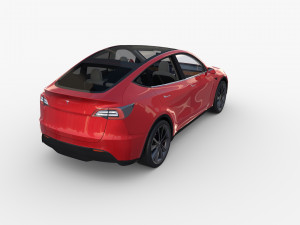 tesla model y red with interior 3D Model