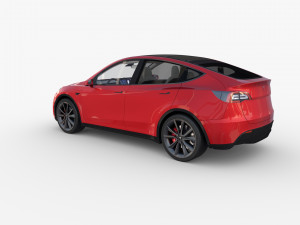 tesla model y red with interior 3D Model