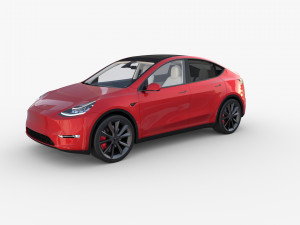 tesla model y red with interior 3D Model