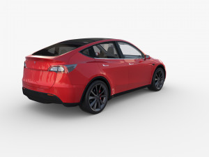 tesla model y red with interior 3D Model