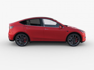 tesla model y red with interior 3D Model