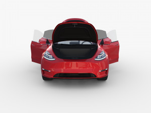 tesla model y red with interior 3D Model