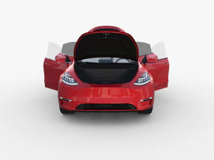 tesla model y red with interior 3D Model