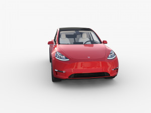 tesla model y red with interior 3D Model