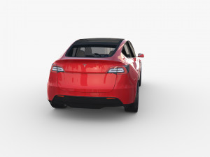 tesla model y red with interior 3D Model