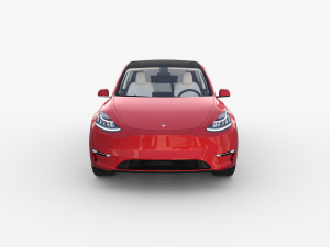 tesla model y red with interior 3D Model