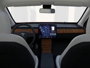 tesla model y awd red with interior and chassis 3D Model