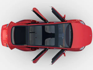 tesla model y awd red with interior and chassis 3D Model