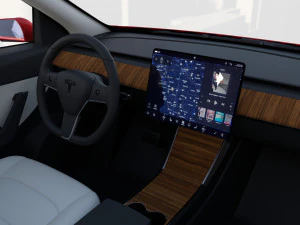 tesla model y awd red with interior and chassis 3D Model