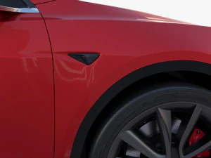 tesla model y awd red with interior and chassis 3D Model
