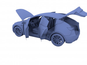 tesla model y awd red with interior and chassis Modello 3D