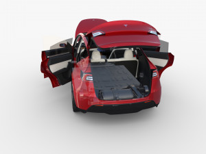 tesla model y awd red with interior and chassis Modello 3D