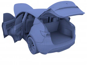 tesla model y awd red with interior and chassis 3D Model