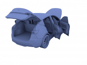 tesla model y awd red with interior and chassis Modello 3D