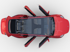 tesla model y awd red with interior and chassis Modello 3D
