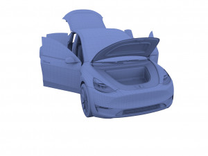 tesla model y awd red with interior and chassis Modello 3D